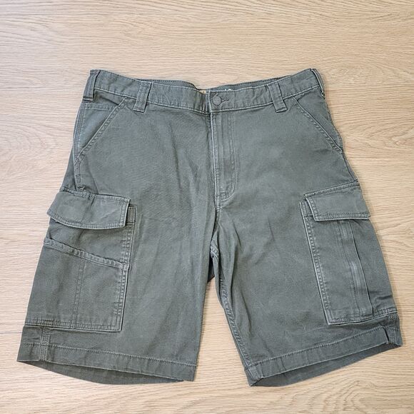 Carhartt Cargo Shorts Mens Size 36 Green Canvas Relaxed Fit Work Casual Utility - Picture 2 of 11